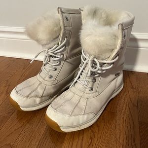 White/off white ugg Adirondack boots.